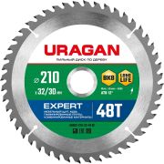 URAGAN Expert, 210 х 32/30 мм, 48Т, пильный диск по дереву (36802-210-32-48)