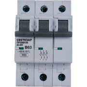 СВЕТОЗАР ВА-60П, 3P, 63А, B, 6кА, автоматический выключатель, Премиум (SV-49013-63-B)