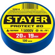 STAYER PROTECT-20, 19 мм х 20 м, 5 000 В, синяя, изолента ПВХ, Professional (12292-B)