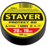 STAYER PROTECT-20, 19 мм х 20 м, 5 000 В, черная, изолента ПВХ, Professional (12292-D)