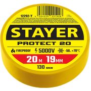 STAYER PROTECT-20, 19 мм х 20 м, 5 000 В, желтая, изолента ПВХ, Professional (12292-Y)