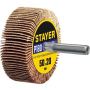 STAYER d 50 x 20 мм, P180, на шпильке d 6 мм, круг шлифовальный лепестковый (36607-180)