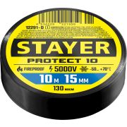 STAYER PROTECT-10, 15 мм х 10 м, 5 000 В, черная, изолента ПВХ, Professional (12292-D)