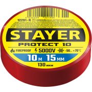 STAYER PROTECT-10, 15 мм х 10 м, 5 000 В, красная, изолента ПВХ, Professional (12292-R)