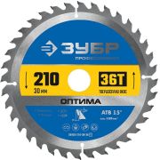 ЗУБР Оптима, 210 x 30 мм, 36Т, пильный диск по дереву, Профессионал (36903-210-30-36)
