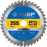 ЗУБР Оптима, 255 x 30 мм, 40Т, пильный диск по дереву, Профессионал (36903-255-30-40)