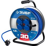 ЗУБР ПВС-325, ПВС, 3 x 2.5 мм2, 30 м, 4000 Вт, IP44, силовой удлинитель на стальной катушке, Профессионал (55102-30)