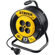 STAYER S-207, ПВС, 2 х 0.75 мм2, 50 м, 2200 Вт, удлинитель на катушке (55073-50)