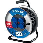 ЗУБР КГ-325, КГ, 3 x 2.5 мм2, 50 м, 4000 Вт, IP44, силовой удлинитель на стальной катушке, Профессионал (55079-50)