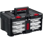 KETER STACKNROLL, 481 х 332 х 233 мм, (19″), пластиковый ящик с 3 органайзерами и 18 ячейками (38406)
