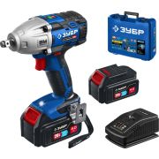 ЗУБР Т7, 20 В, 500 Н·м, 2 АКБ (4 А·ч), бесщеточный гайковерт, кейс, Профессионал (GB-500-42)