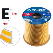 ЗУБР 150 м, E-профиль, размер 9 х 4 мм, белый, самоклеящийся резиновый уплотнитель, Профессионал (40921-150)