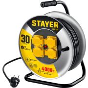 STAYER PRO-325, КГ, 3 х 2.5 мм2, 30 м, 4000 Вт, IP44, силовой удлинитель на стальной катушке (55076-30)