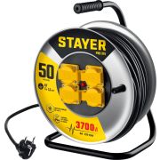 STAYER PRO-315, КГ, 3 x 1.5 мм2, 50 м, 3700 Вт, IP44, силовой удлинитель на стальной катушке (55077-50)
