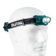 KRAFTOOL KH-10, Hybrid power, 500 лм, 5 режимов, аккумуляторный налобный фонарь, 1000мАч, 3ААА (56452)