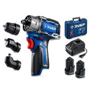 ЗУБР КОМБИ #3, 12 В, 45 Н·м, 2 АКБ тип Т7 (2 А·ч), модульная дрель-шуруповерт, BRUSHLESS, кейс, Профессионал (DB-125-22)