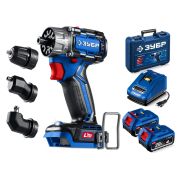 ЗУБР КОМПАКТ Комби #3, 20 В, 50 Н·м, 2 АКБ LMS (4 А·ч), бесщеточная модульная дрель-шуруповерт, кейс, ПРОФЕССИОНАЛ (DB-50-42-H3)