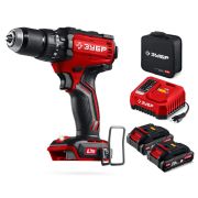 ЗУБР 20 В, 65 Н·м, 2 АКБ LMS (2 А·ч), бесщеточная ударная дрель-шуруповерт, сумка (ДБУ-65-22)