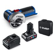 ЗУБР 12 В, D76 мм, 1 АКБ тип Т7 (4 А·ч), бесщеточная УШМ, сумка, Профессионал (AB-76-41)