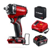 ЗУБР 20 В, 350 Н·м, 1 АКБ LMS (4 А·ч), бесщеточный ударный гайковерт, сумка (ГБУ-350-41)