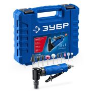 ЗУБР набор в кейсе: угловая цанговая пневмошлифмашина, 10 шарошек и оснастка, ПРОФЕССИОНАЛ (64337-H)