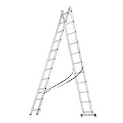 Лестница, 2 х 11 ступеней, алюминиевая, двухсекционная, Сибртех