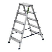 Стремянка двусторонняя 5 ступеней, алюминиевая, Сибртех