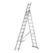 Лестница, 3 х 11 ступеней, алюминиевая, трехсекционная, Сибртех