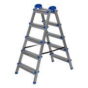 Стремянка двухсторонняя 5 ступеней, сталь профиль, стальные ступени, Сибртех