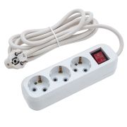 Удлинитель бытовой 3 м, 10A, тип УХз10, с заземлением и выключателем, 3 розетки, Сибртех