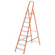 Стремянка, 9 ступеней, стальной профиль, ступени сталь, оранжевая, Сибртех