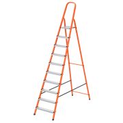 Стремянка, 10 ступеней, стальной профиль, ступени сталь, оранжевая, Сибртех