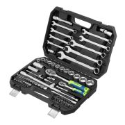 Набор инструментов, 1/2«, 1/4», пластиковый кейс, 82 предмета Сибртех