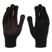 Перчатки трикотажные, акрил, усиленные, ПВХ-гель Протектор, цвет: чёрный, 10 класс Сибртех