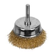 Щетка для дрели, 65 мм, «чашка» со шпилькой, латунированная витая проволока Matrix