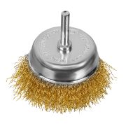 Щетка для дрели, 75 мм, «чашка» со шпилькой, латунированная витая проволока Matrix