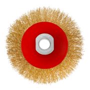 Щетка для УШМ, 100 мм, М14, «тарелка», латунированная витая проволока Matrix