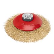 Щетка для УШМ, 115 мм, М14, «тарелка», латунированная витая проволока Matrix