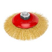 Щетка для УШМ, 125 мм, М14, «тарелка», латунированная витая проволока Matrix