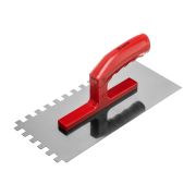 Гладилка стальная, 280 x 130 мм, зеркальная полировка, пластмастмассовая ручка, зуб 10 x 10 мм Matrix