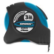 Рулетка «Schlagfest»,3 м x 19 мм,магнитный обрезиненный зацеп,двусторонняя шкала,Нейлоновое покрытие,автоматическая фиксация Gross