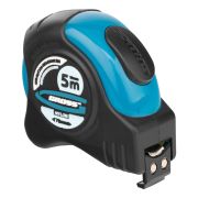 Рулетка «Schlagfest»,5 м x 19 мм,магнитный обрезиненный зацеп,двусторонняя шкала,Нейлоновое покрытие,автоматическая фиксация Gross
