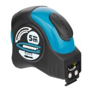 Рулетка «Schlagfest»,5 м x 25 мм,магнитный обрезиненный зацеп,двусторонняя шкала,Нейлоновое покрытие,автоматическая фиксация Gross