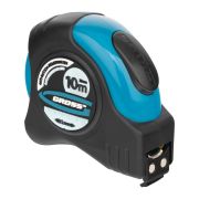 Рулетка «Schlagfest»,10 м x 25 мм,магнитный обрезиненный зацеп,двусторонняя шкала,автоматическая фиксация Gross
