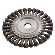 Щетка для УШМ, 150 мм, «Плоская», крученая нержавеющая проволока 0.5мм, посадка 22.2 мм Denzel