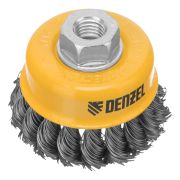 Щетка для УШМ, 75 мм, «Чашка», крученая нержавеющая проволока 0.5 мм, М14 Denzel