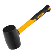 Киянка резиновая, 16 oz, черная резина, фибергласовая рукоятка Denzel
