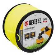 Леска для триммера витой квадрат, 4,0мм х 106м, на DIN катушке FLEX CORD Denzel