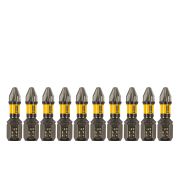 Бита IMPACT, PZ2x25 мм, лазерная обработка шлица, сталь S2, 10 шт., Е 6,3 Denzel