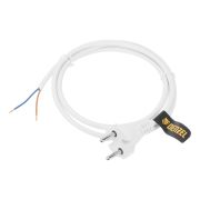 Шнур сетевой Energy Series, ПВС, 1,5 м, 2 x 1 мм, с неразборной вилкой, белый, Denzel